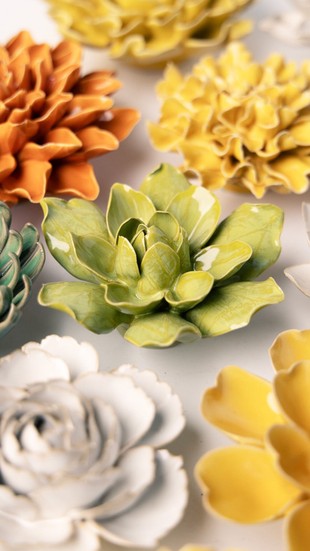 Chartreuse Columbine - Chive Ceramics Studio - Ceramic Flowers - Chive Ceramics Studio