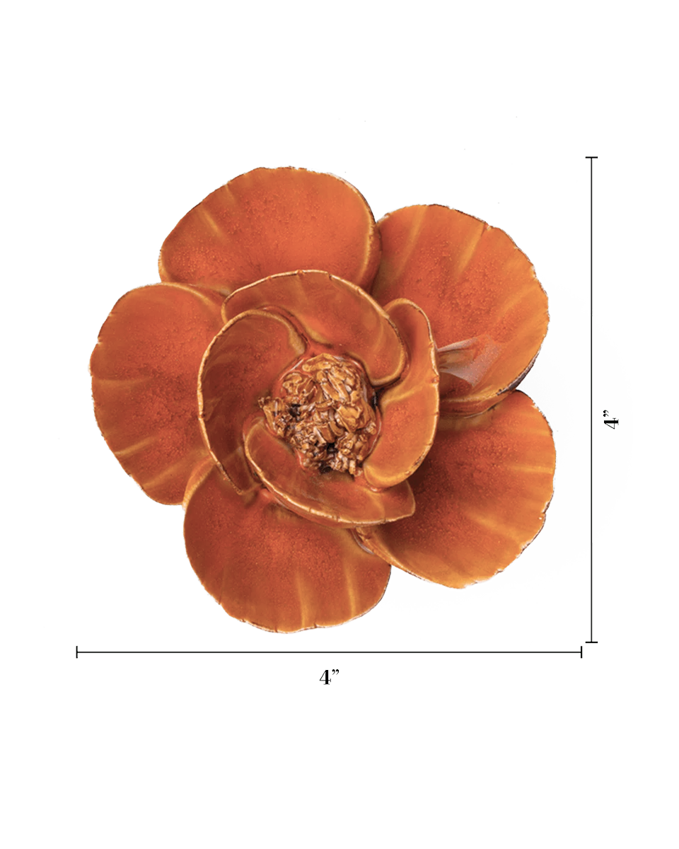 France Ceramic Flower Wall Art Orange Lotus - Chive Ceramics Studio - Ceramic Flowers - Chive Ceramics Studio