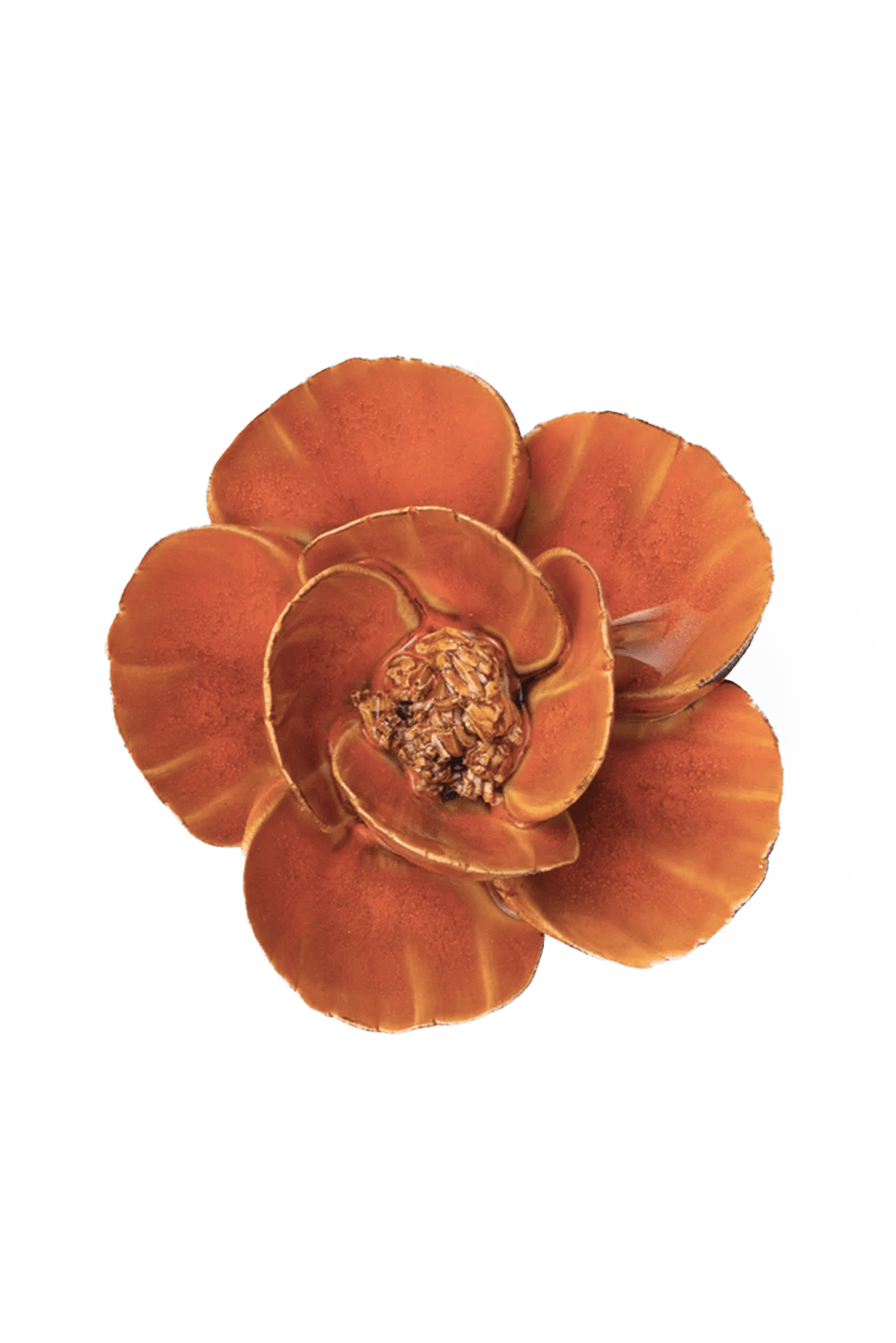 FR08 Burnt Orange Poppy - Chive Ceramics Studio - Ceramic Flowers - Chive Ceramics Studio