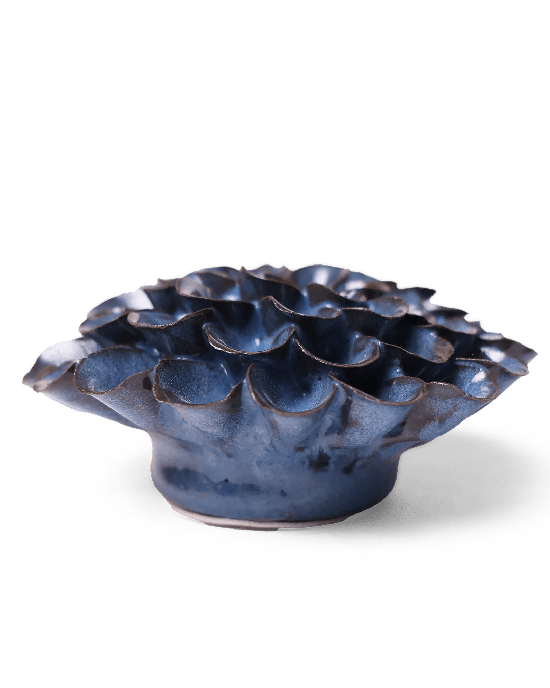 JA04 Blue Noir Pompon Dahlia - Chive Ceramics Studio - Ceramic Flowers - Chive Ceramics Studio