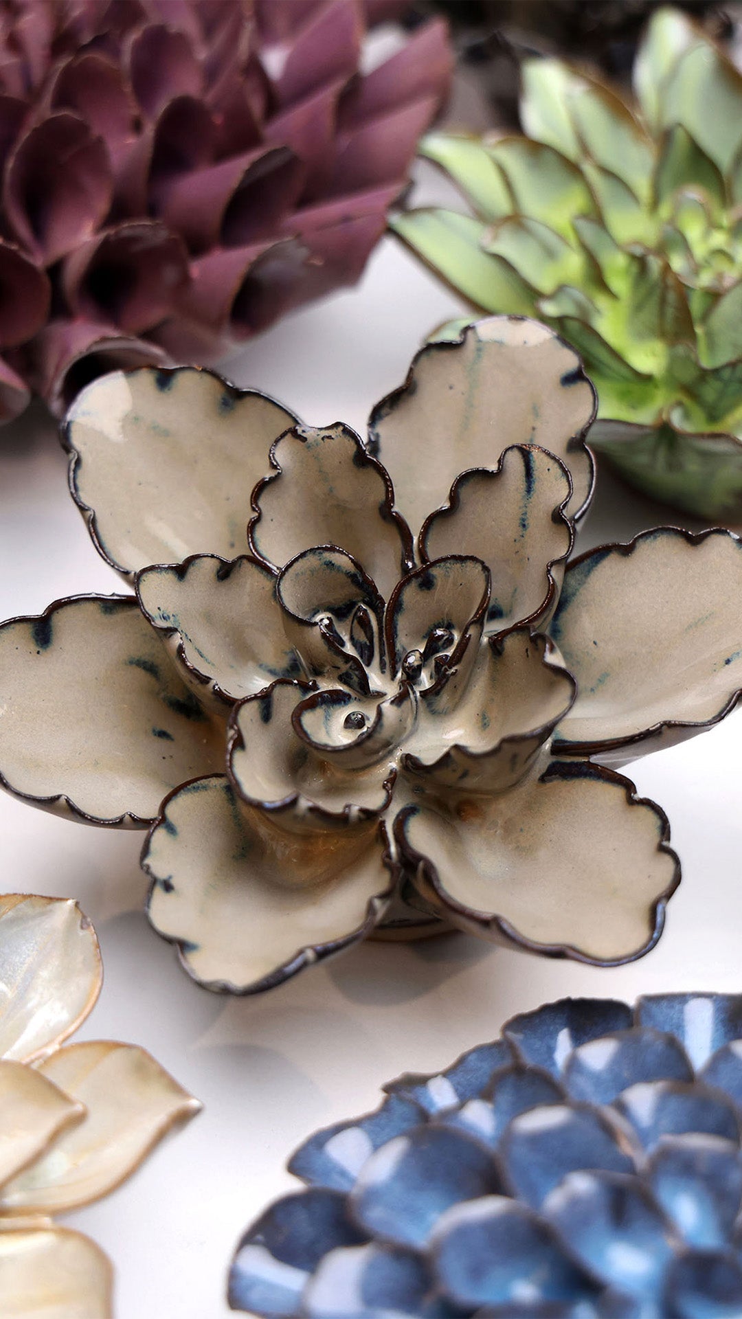 Latte Empress Lotus - Chive Ceramics Studio - Ceramic Flowers - Chive Ceramics Studio