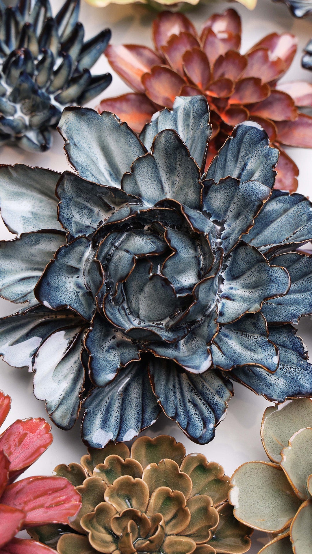 Navy Sorbet Peony - Chive Ceramics Studio - Ceramic Flowers - Chive Ceramics Studio