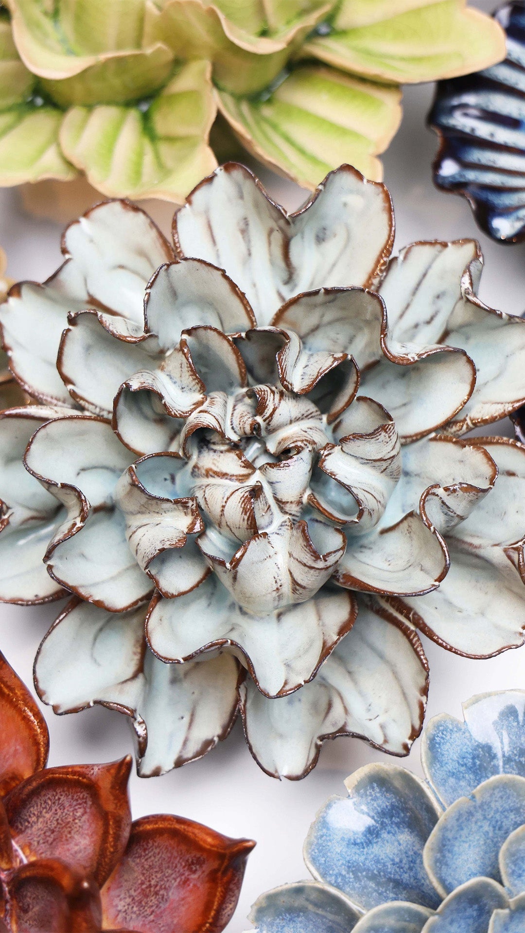 Chocolate Mint Echo Lisianthus - Chive Ceramics Studio - Ceramic Flowers - Chive Ceramics Studio