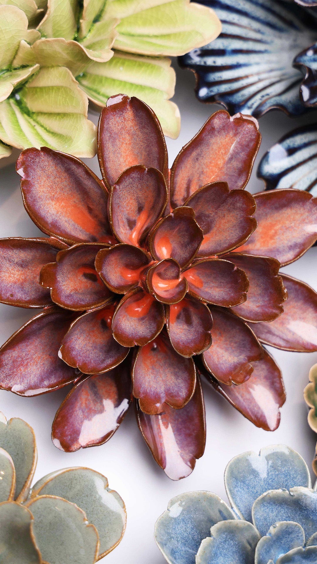 Peach Mocha Cornflower - Chive Ceramics Studio - Ceramic Flowers - Chive Ceramics Studio