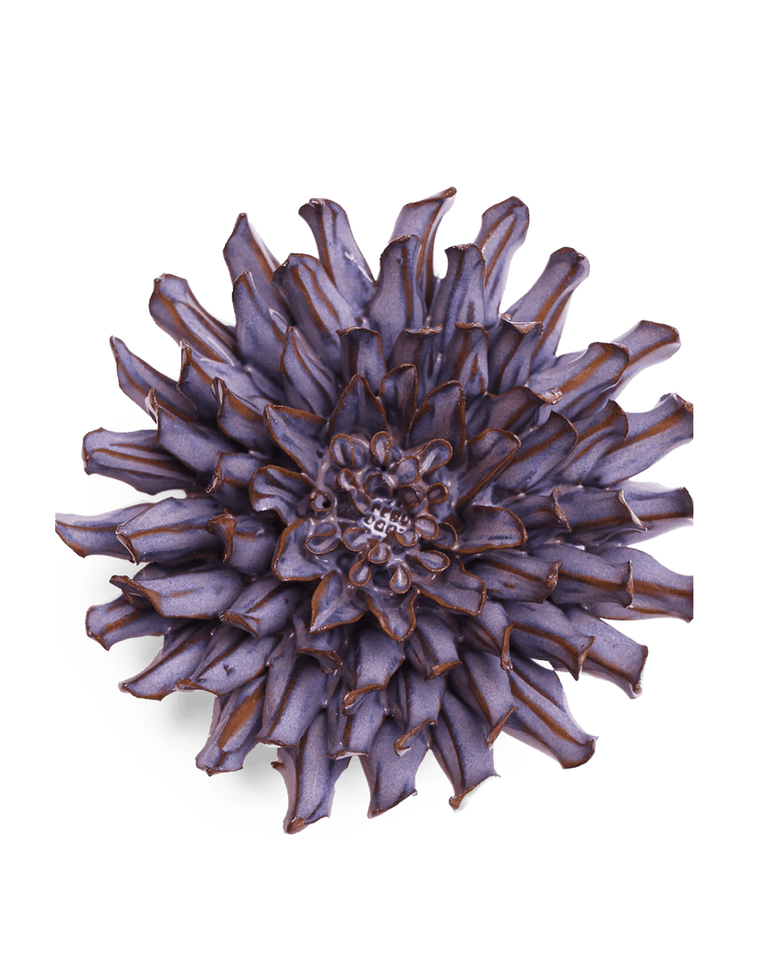 JA22 Violet Blue Fleur De Lis Mum - Chive Ceramics Studio - Ceramic Flowers - Chive Ceramics Studio