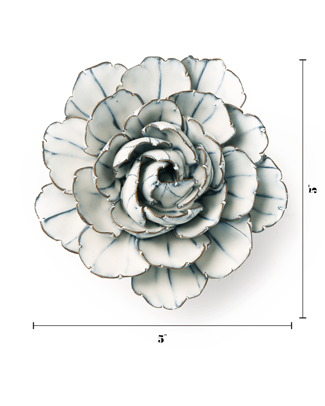 Blue White Keiko Peony - Chive Ceramics Studio - Ceramic Flowers - Chive Ceramics Studio