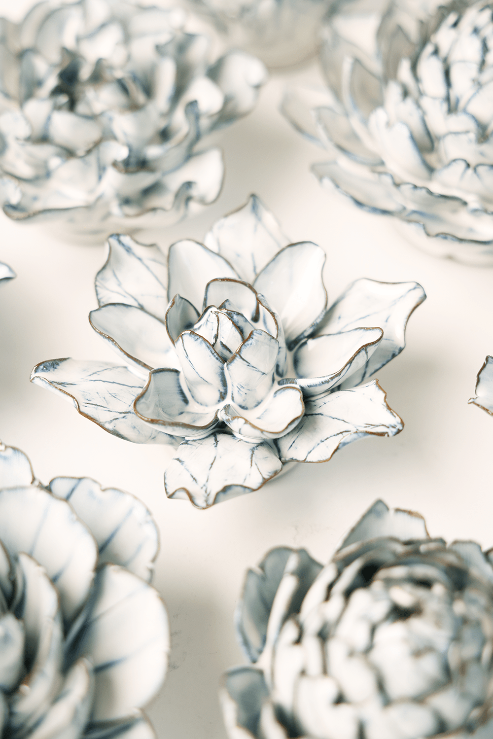 Blue White Columbine - Chive Ceramics Studio - Ceramic Flowers - Chive Ceramics Studio