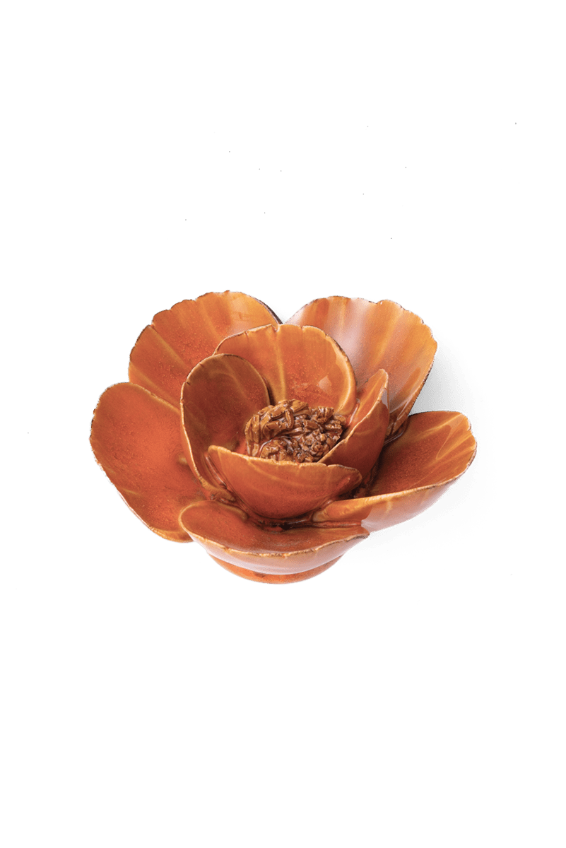 FR08 Burnt Orange Poppy - Chive Ceramics Studio - Ceramic Flowers - Chive Ceramics Studio
